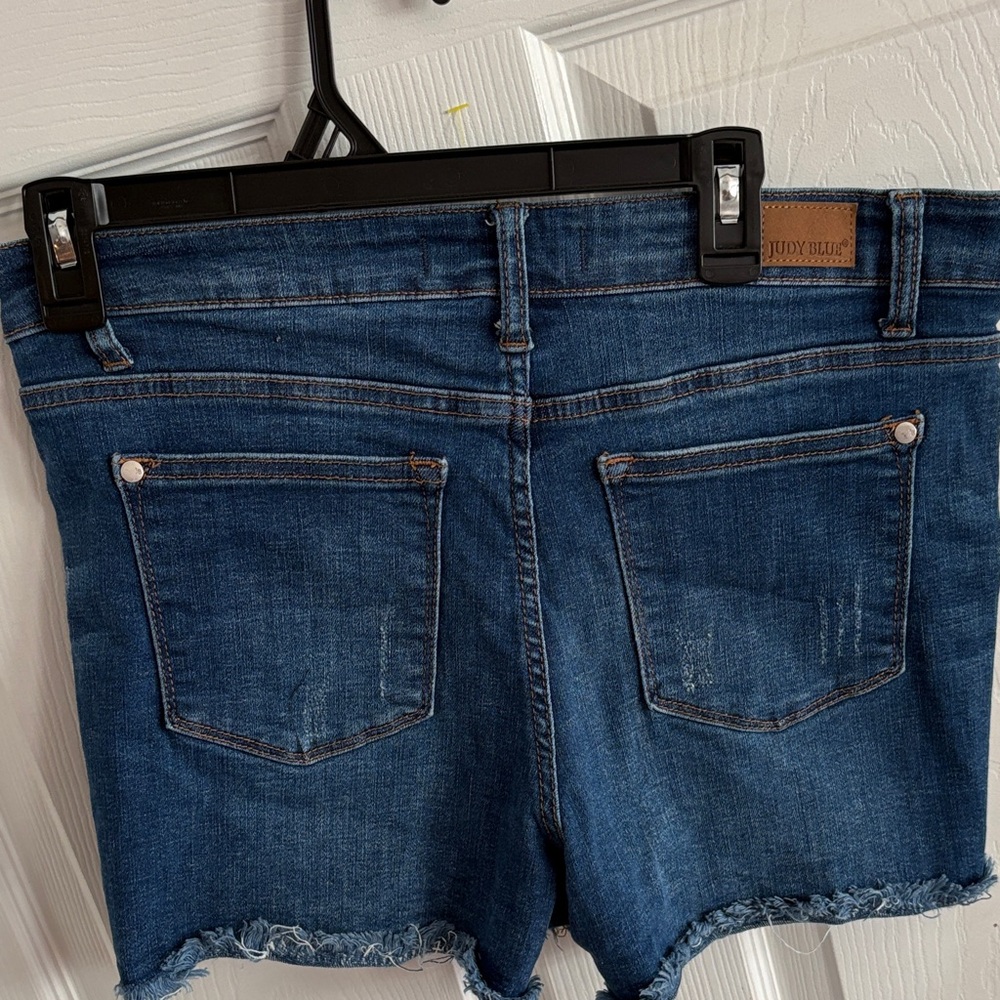 Judy Blue Dark Wash Frayed Hem Shorts